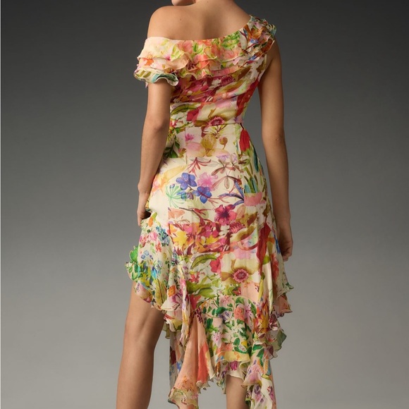 Anthropologie NWT Mandira Wirk off the shoulder asymmetrical floral dress - Picture 2 of 10